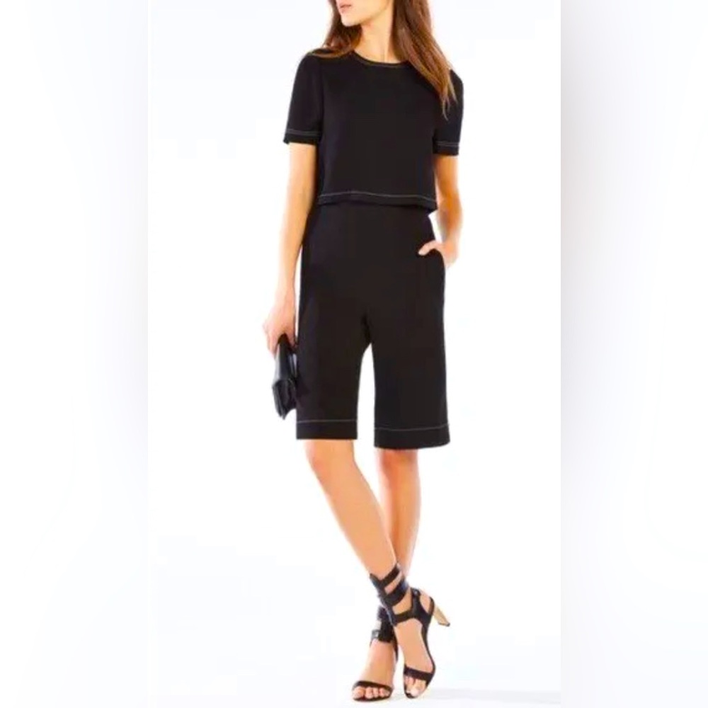 BCBGMaxAzria NWT Black Richmond Romper knee length hem Size S